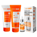 Kit 3 Skincare Vitamina C Clareador Dermachem-Clear Melasma Serum/Gel Facial Anti-Idade/Sabonete Facial Vitamina C