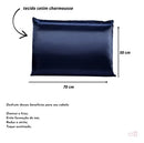 Kit 04 Fronhas De Cetim Anti Frizz 70cm X 50cm Par Azul Marinho