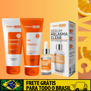 Kit 3 Skincare Vitamina C Clareador Dermachem-Clear Melasma Serum/Gel Facial Anti-Idade/Sabonete Facial Vitamina C